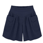 Casual Shorts Women Summer Elastic Waist Loose Casual Shorts-Shorts-Arimonz-Navy-L-Arimonz