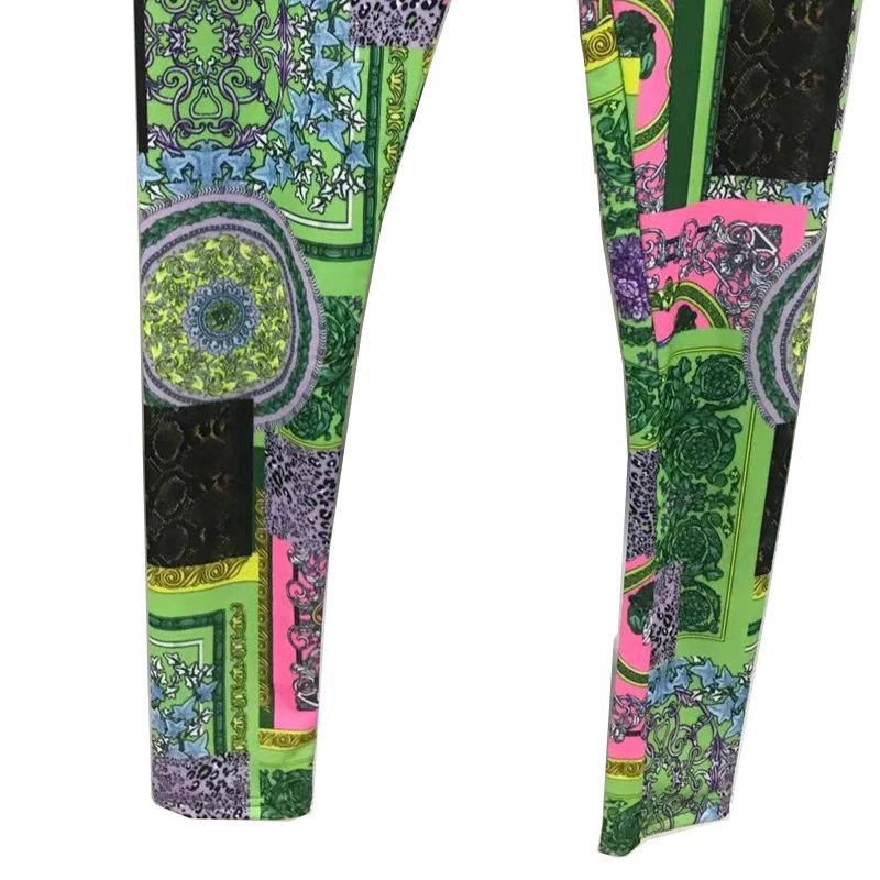 Casual Slim-fit Shirt Printed Leggings Pants Suit Women 2 Piece Set-Wear To Work Sets-Arimonz-Arimonz