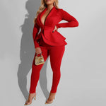 Casual Suit Set Plus Size Top and pants Elegant Casual Suit Set-Wear To Work Sets-Arimonz-Arimonz