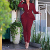 Casual Suit Set Plus Size Top and pants Elegant Casual Suit Set-Wear To Work Sets-Arimonz-Burgundy-S-Arimonz