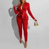 Casual Suit Set Plus Size Top and pants Elegant Casual Suit Set-Wear To Work Sets-Arimonz-Red-XS-Arimonz