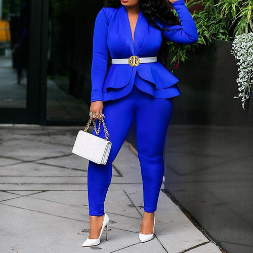 Casual Suit Set Plus Size Top and pants Elegant Casual Suit Set-Wear To Work Sets-Arimonz-Arimonz