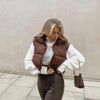 Casual Woman Short Puffer Vest Warm Double-Side Outwear-Bomber Coats-Arimonz-Arimonz