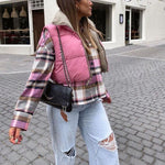 Casual Woman Short Puffer Vest Warm Double-Side Outwear-Bomber Coats-Arimonz-Arimonz
