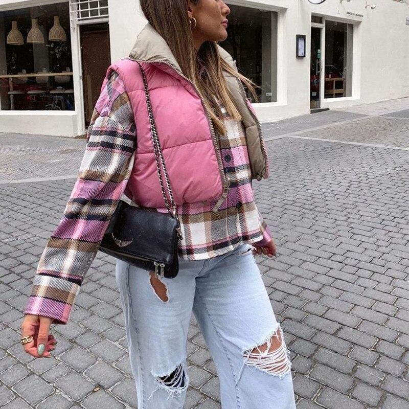Casual Woman Short Puffer Vest Warm Double-Side Outwear-Bomber Coats-Arimonz-Arimonz