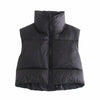 Casual Woman Short Puffer Vest Warm Double-Side Outwear-Bomber Coats-Arimonz-Arimonz