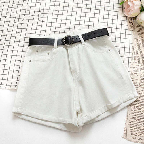 Casual Women Denim Shorts High Waist Jeans Shorts Ladies Bottom-Denim Shorts-Arimonz-White-S-Arimonz
