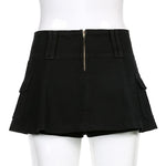 Casual Zipper Fly Short Denim Skirt Summer Low Waist Mini Jeans Skirt-Denim Skirts-Arimonz-Arimonz