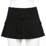 Casual Zipper Fly Short Denim Skirt Summer Low Waist Mini Jeans Skirt-Denim Skirts-Arimonz-Arimonz