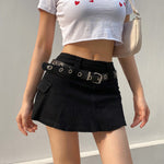 Casual Zipper Fly Short Denim Skirt Summer Low Waist Mini Jeans Skirt-Denim Skirts-Arimonz-Arimonz