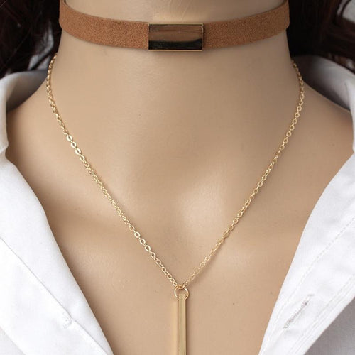 Chain Choker Necklace For Women Strip Rope Choker-Necklaces-Arimonz-Arimonz