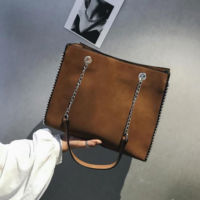 Chain Shoulder Bag-Handbags-Arimonz-Brown-Arimonz
