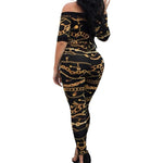 Chain Vintage Print High Waist Off Shoulder Jumpsuit Romper-Night Out Jumpsuits & Rompers-Arimonz-Arimonz