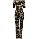 Chain Vintage Print High Waist Off Shoulder Jumpsuit Romper-Night Out Jumpsuits & Rompers-Arimonz-Arimonz