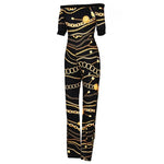 Chain Vintage Print High Waist Off Shoulder Jumpsuit Romper-Night Out Jumpsuits & Rompers-Arimonz-Arimonz