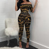 Chain Vintage Print High Waist Off Shoulder Jumpsuit Romper-Night Out Jumpsuits & Rompers-Arimonz-Arimonz