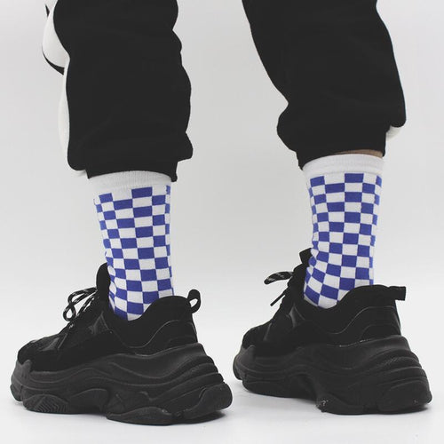 Checkerboard Pattern Socks-Socks & Tights-Arimonz-Arimonz