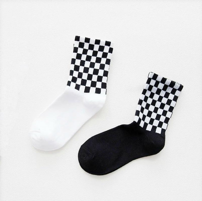 Checkerboard Pattern Socks-Socks & Tights-Arimonz-Arimonz