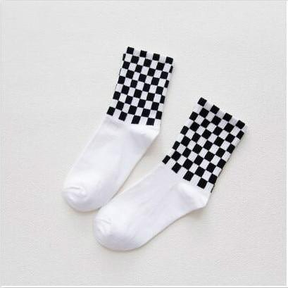 Checkerboard Pattern Socks-Socks & Tights-Arimonz-5-Arimonz