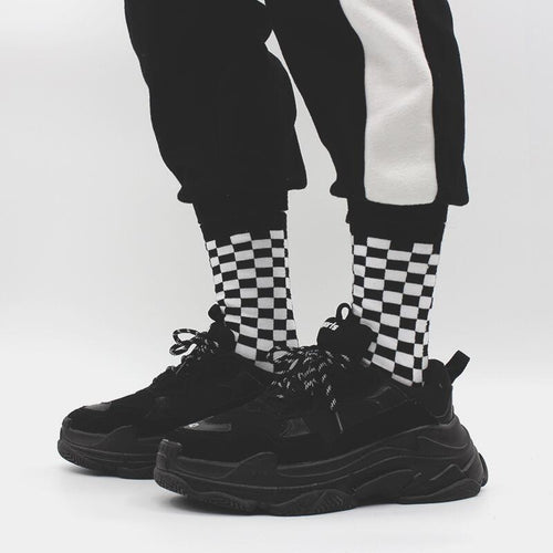 Checkerboard Pattern Socks-Socks & Tights-Arimonz-Arimonz