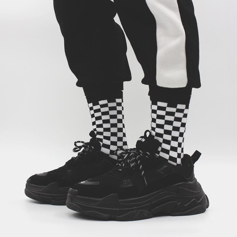 Checkerboard Pattern Socks-Socks & Tights-Arimonz-Arimonz