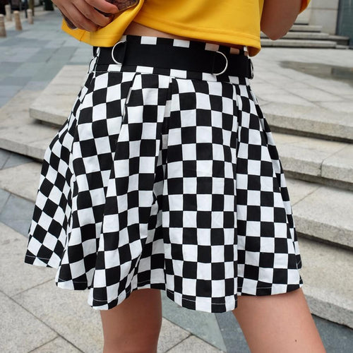 Checkered Pleated Skirt-Skirts-Arimonz-Arimonz