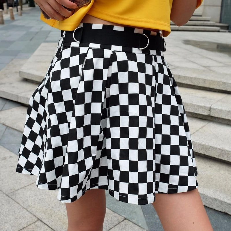 Checkered Pleated Skirt-Skirts-Arimonz-Arimonz
