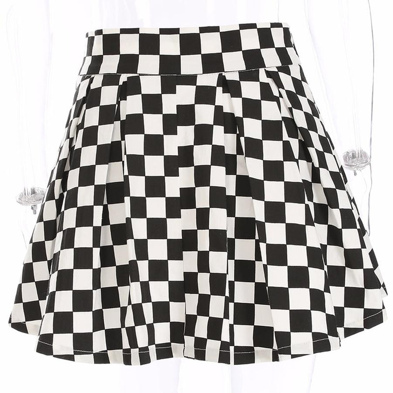 Checkered Pleated Skirt-Skirts-Arimonz-S-Arimonz
