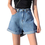 Classic High Waist Denim Short-Denim Shorts-Arimonz-Blue-S-Arimonz