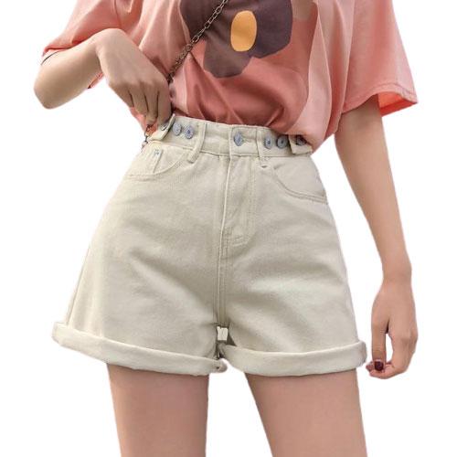 Classic High Waist Denim Short-Denim Shorts-Arimonz-White-S-Arimonz
