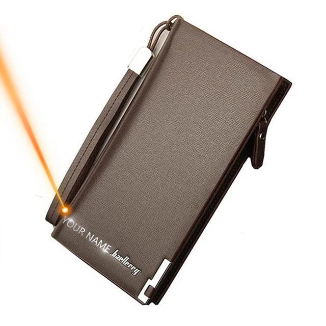 Classic Long Style Card Holder-Handbags-Arimonz-Brown B Name Engrave-Arimonz