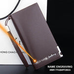 Classic Long Style Card Holder-Handbags-Arimonz-Brown Name Engrave-Arimonz