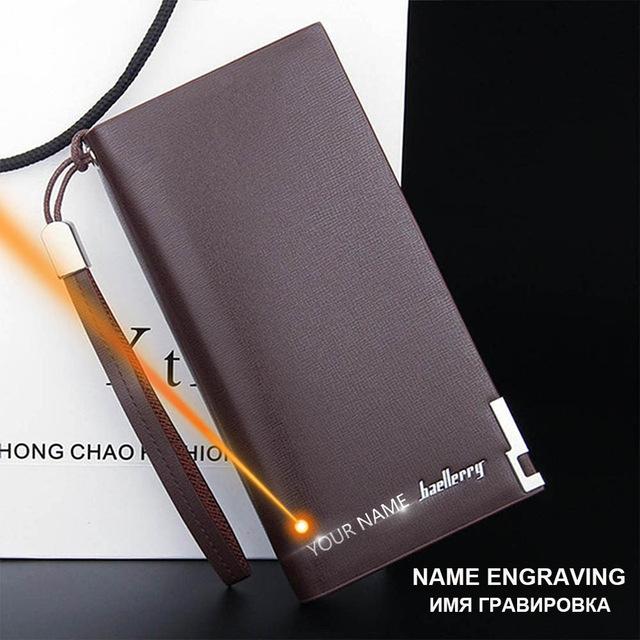 Classic Long Style Card Holder-Handbags-Arimonz-Brown Name Engrave-Arimonz