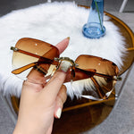 Classic Vintage Square Woman Gradient Mirror Frameless Sunglasses-Sunglasses-Arimonz-Arimonz