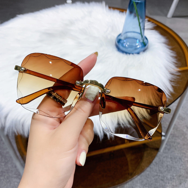 Classic Vintage Square Woman Gradient Mirror Frameless Sunglasses-Sunglasses-Arimonz-Arimonz