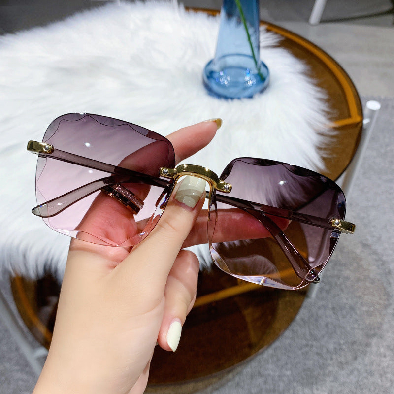 Classic Vintage Square Woman Gradient Mirror Frameless Sunglasses-Sunglasses-Arimonz-Arimonz