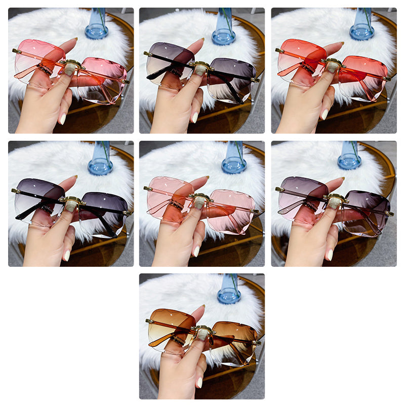 Classic Vintage Square Woman Gradient Mirror Frameless Sunglasses-Sunglasses-Arimonz-Arimonz