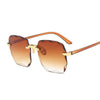 Classic Vintage Square Woman Gradient Mirror Frameless Sunglasses-Sunglasses-Arimonz-Double Brown-Arimonz