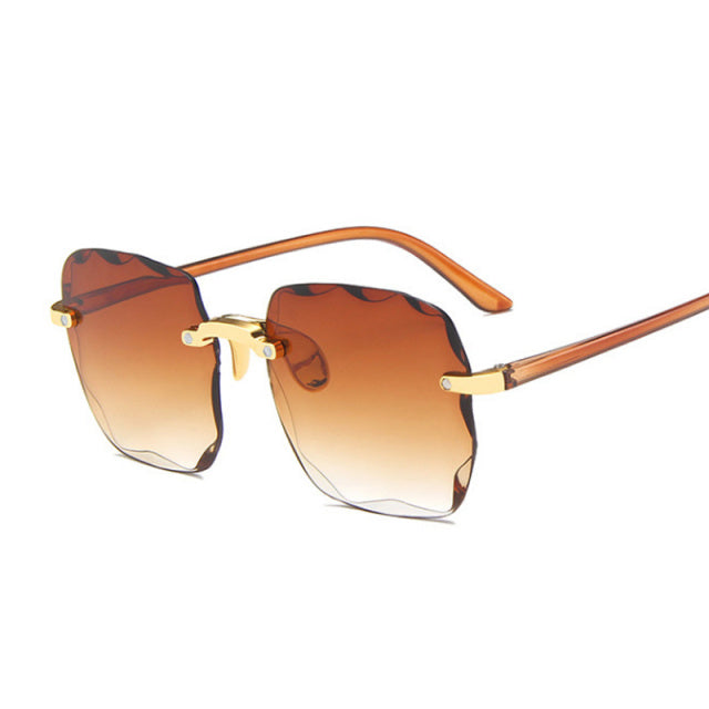 Classic Vintage Square Woman Gradient Mirror Frameless Sunglasses-Sunglasses-Arimonz-Double Brown-Arimonz