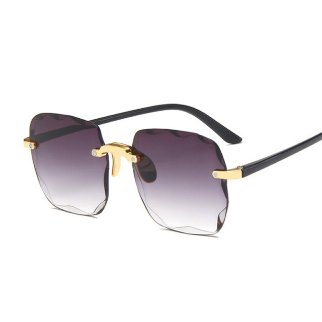 Classic Vintage Square Woman Gradient Mirror Frameless Sunglasses-Sunglasses-Arimonz-Double Gray-Arimonz