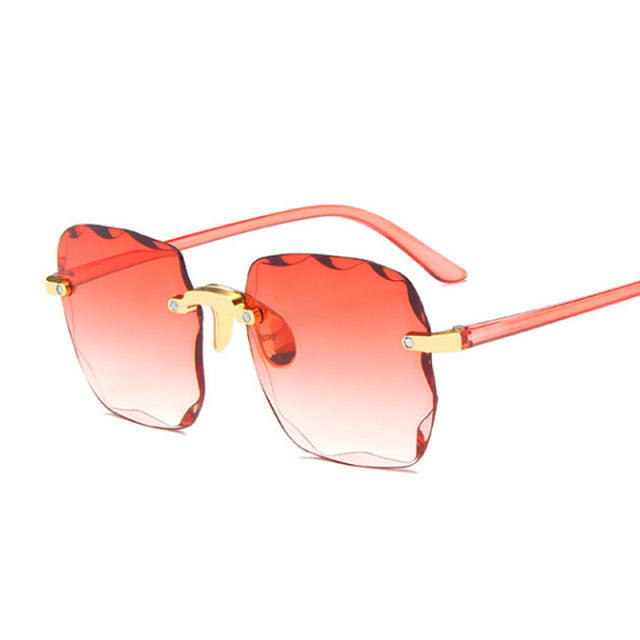 Classic Vintage Square Woman Gradient Mirror Frameless Sunglasses-Sunglasses-Arimonz-Double Red-Arimonz