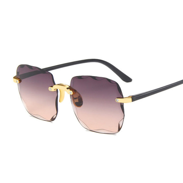 Classic Vintage Square Woman Gradient Mirror Frameless Sunglasses-Sunglasses-Arimonz-Gray Brown-Arimonz
