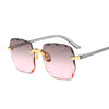 Classic Vintage Square Woman Gradient Mirror Frameless Sunglasses-Sunglasses-Arimonz-Gray Pink-Arimonz
