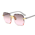 Classic Vintage Square Woman Gradient Mirror Frameless Sunglasses-Sunglasses-Arimonz-Gray Pink-Arimonz