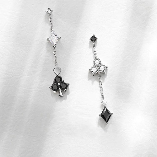 Club and Diamond Dangling Earrings for Women Fine Jewelry for Women-Earrings-Arimonz-Arimonz
