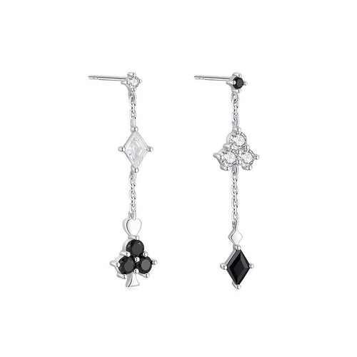 Club and Diamond Dangling Earrings for Women Fine Jewelry for Women-Earrings-Arimonz-Arimonz
