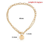 Coin Pendant Necklaces for Women Chain Layered Statement Necklace-Necklaces-Arimonz-Arimonz