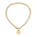Coin Pendant Necklaces for Women Chain Layered Statement Necklace-Necklaces-Arimonz-Gold-Arimonz