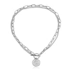 Coin Pendant Necklaces for Women Chain Layered Statement Necklace-Necklaces-Arimonz-Silver-Arimonz