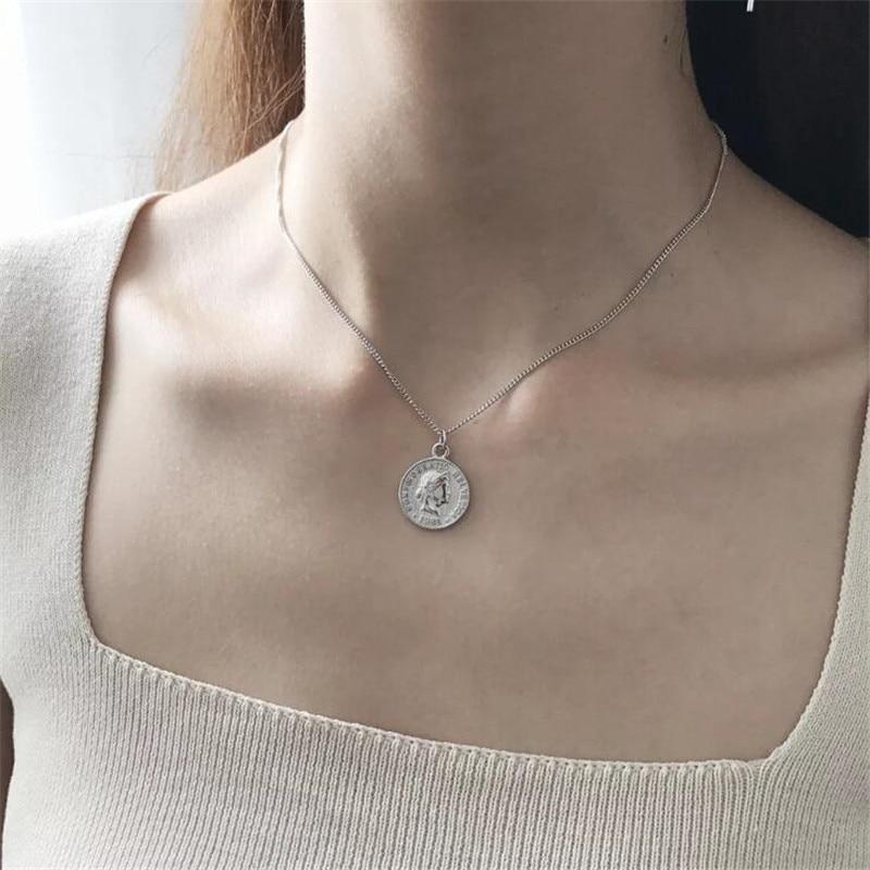 Coin Round Beautiful Pendant Necklace Creative Personality Women Necklace-Necklaces-Arimonz-Arimonz